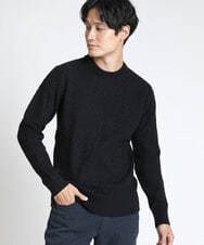 MKFAV52099 MK MICHEL KLEIN HOMME(MKミッシェルクランオム) へリンボンクルーネックニット ブラック(94)