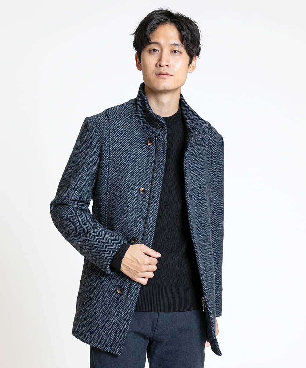 MKFAV52099 MK MICHEL KLEIN HOMME(MKミッシェルクランオム) へリンボンクルーネックニット ブラック(94)