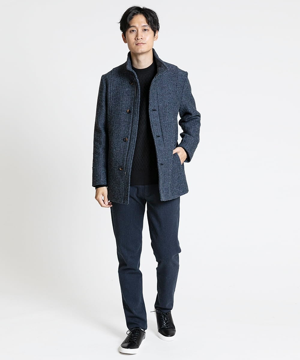 MKFAV52099 MK MICHEL KLEIN HOMME(MKミッシェルクランオム) へリンボンクルーネックニット ブラック(94)