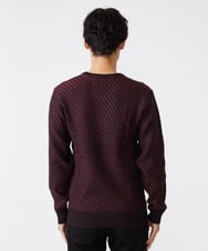 MKFAV60099 MK MICHEL KLEIN HOMME(MKミッシェルクランオム) へリンボンVネックニット パープル(77)