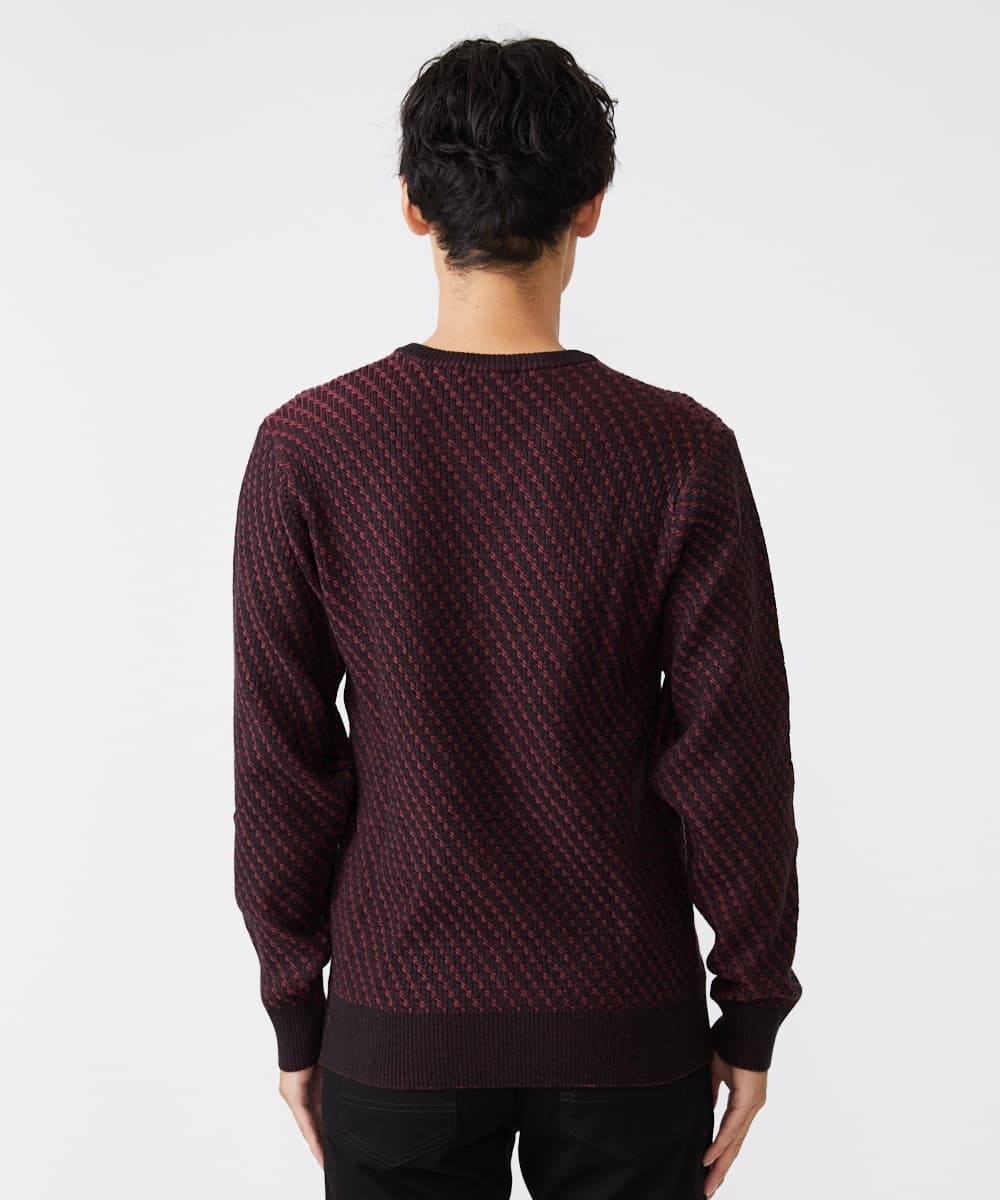 MKFAV60099 MK MICHEL KLEIN HOMME(MKミッシェルクランオム) へリンボンVネックニット パープル(77)