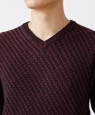 MKFAV60099 MK MICHEL KLEIN HOMME(MKミッシェルクランオム) へリンボンVネックニット パープル(77)