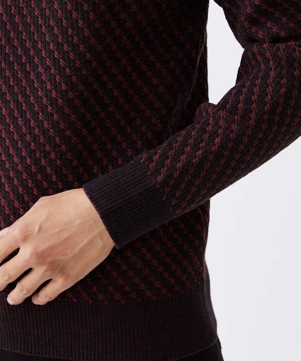 MKFAV60099 MK MICHEL KLEIN HOMME(MKミッシェルクランオム) へリンボンVネックニット パープル(77)