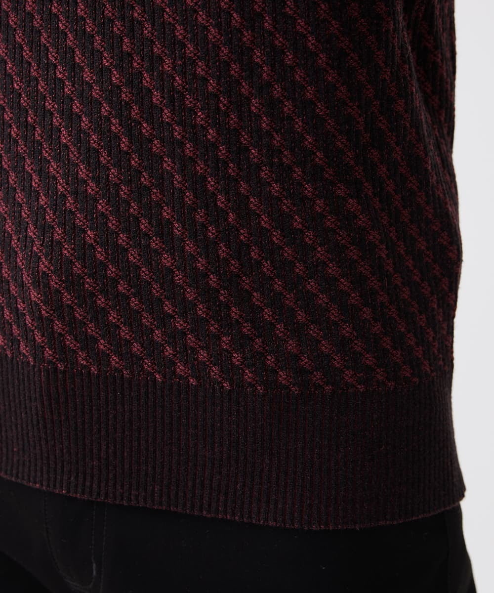 MKFAV60099 MK MICHEL KLEIN HOMME(MKミッシェルクランオム) へリンボンVネックニット パープル(77)