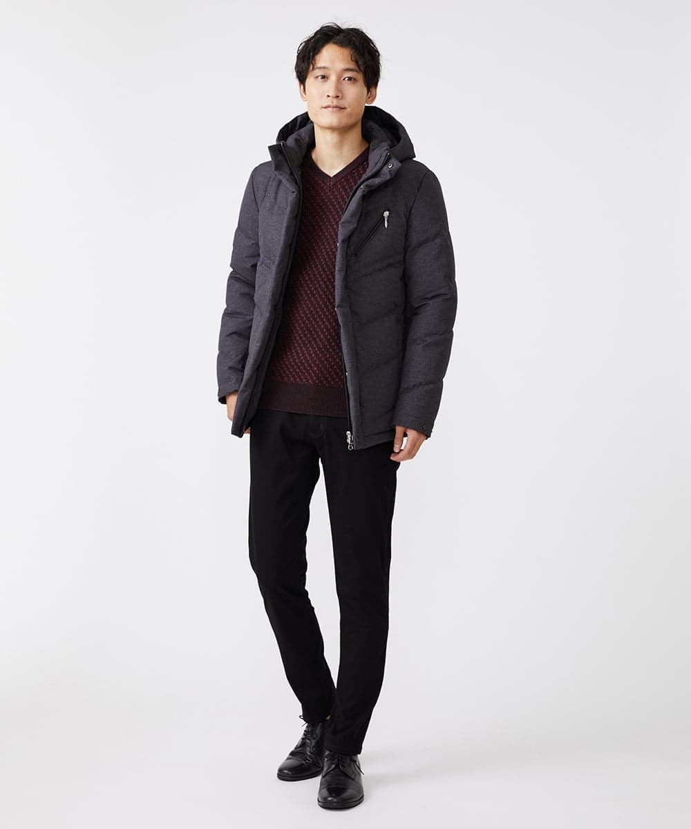 MKFAV60099 MK MICHEL KLEIN HOMME(MKミッシェルクランオム) へリンボンVネックニット パープル(77)