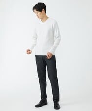 MKFAV60099 MK MICHEL KLEIN HOMME(MKミッシェルクランオム) へリンボンVネックニット ライトグレー(91)