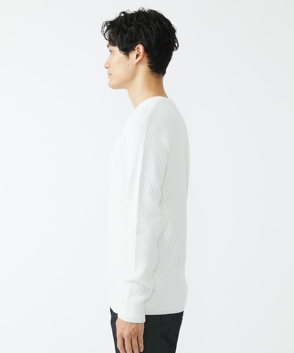 MKFAV60099 MK MICHEL KLEIN HOMME(MKミッシェルクランオム) へリンボンVネックニット ライトグレー(91)
