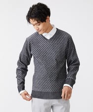 MKFAV60099 MK MICHEL KLEIN HOMME(MKミッシェルクランオム) へリンボンVネックニット ダークグレー(93)