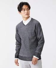 MKFAV60099 MK MICHEL KLEIN HOMME(MKミッシェルクランオム) へリンボンVネックニット ダークグレー(93)