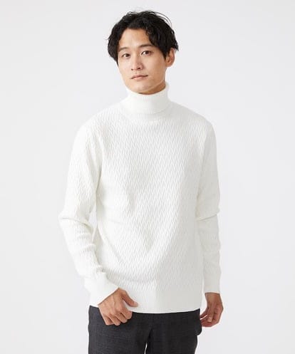 MKFAV61099 MK MICHEL KLEIN HOMME タートルネックニット / ツイルへリンボン