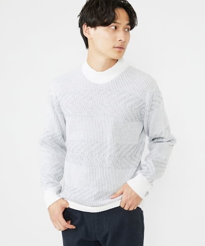 MKFAV62089 MK MICHEL KLEIN HOMME モックネックボーダーニット