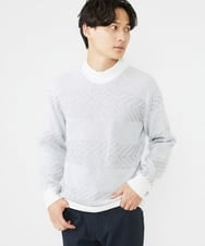 MKFAV62089 MK MICHEL KLEIN HOMME(MKミッシェルクランオム) モックネックボーダーニット ライトグレー(91)