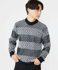 MKFAV62089 MK MICHEL KLEIN HOMME(MKミッシェルクランオム) モックネックボーダーニット ブラック(94)