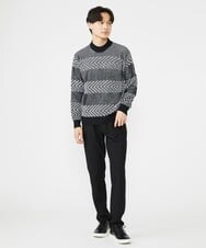 MKFAV62089 MK MICHEL KLEIN HOMME(MKミッシェルクランオム) モックネックボーダーニット ブラック(94)