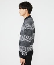 MKFAV62089 MK MICHEL KLEIN HOMME(MKミッシェルクランオム) モックネックボーダーニット ブラック(94)