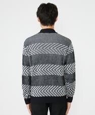 MKFAV62089 MK MICHEL KLEIN HOMME(MKミッシェルクランオム) モックネックボーダーニット ブラック(94)
