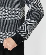 MKFAV62089 MK MICHEL KLEIN HOMME(MKミッシェルクランオム) モックネックボーダーニット ブラック(94)