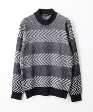 MKFAV62089 MK MICHEL KLEIN HOMME(MKミッシェルクランオム) モックネックボーダーニット ブラック(94)