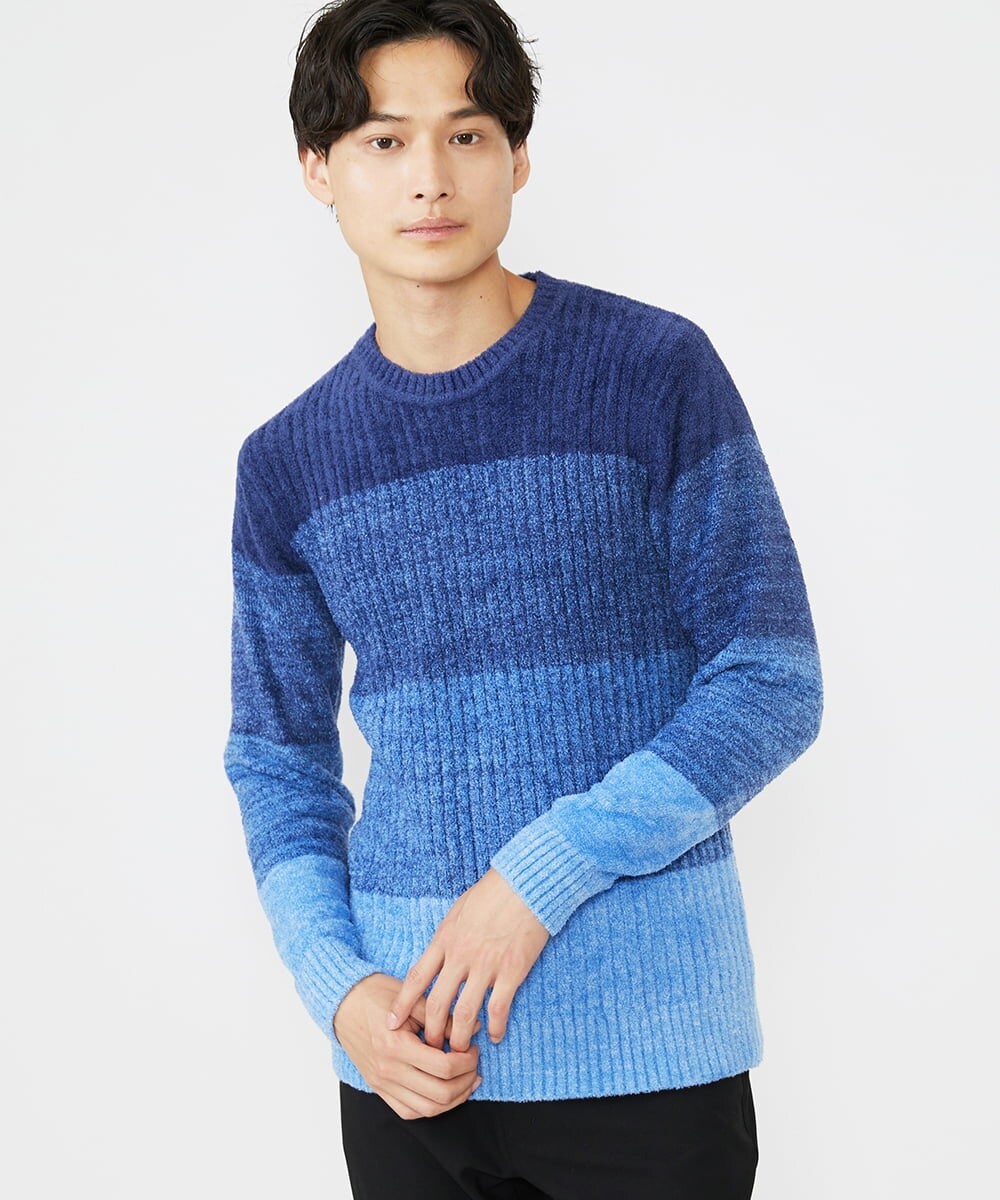 MKFAX21095 MK MICHEL KLEIN HOMME(MKミッシェルクランオム) モールグラデーションニット ネイビー(57)