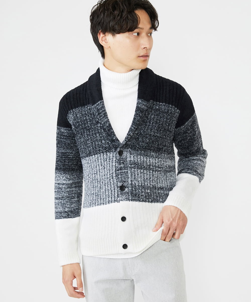 MKFAX22120 MK MICHEL KLEIN HOMME フェザーモールグラデーション / カーディガン