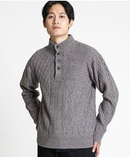 MKFAX23110 MK MICHEL KLEIN HOMME(MKミッシェルクランオム) ハーフボタンニット ブラウン(86)