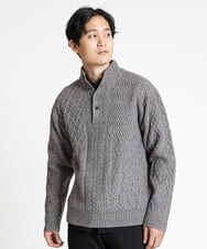 MKFAX23110 MK MICHEL KLEIN HOMME(MKミッシェルクランオム) ハーフボタンニット ブラウン(86)