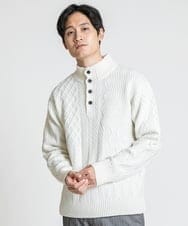 MKFAX23110 MK MICHEL KLEIN HOMME(MKミッシェルクランオム) ハーフボタンニット ホワイト(90)