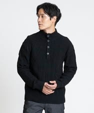 MKFAX23110 MK MICHEL KLEIN HOMME(MKミッシェルクランオム) ハーフボタンニット ブラック(94)