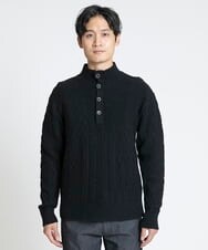 MKFAX23110 MK MICHEL KLEIN HOMME(MKミッシェルクランオム) ハーフボタンニット ブラック(94)