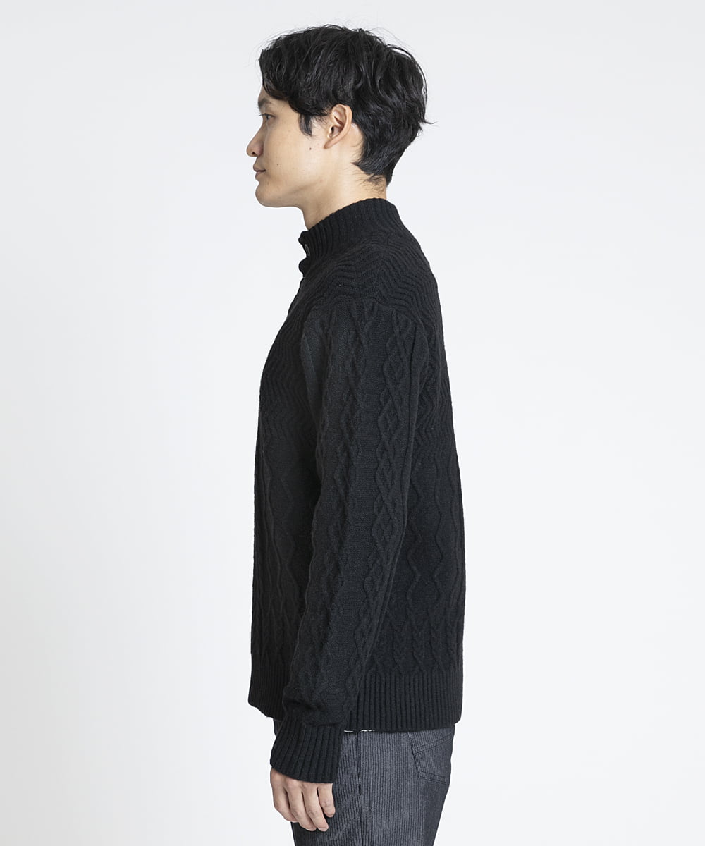 MKFAX23110 MK MICHEL KLEIN HOMME(MKミッシェルクランオム) ハーフボタンニット ブラック(94)