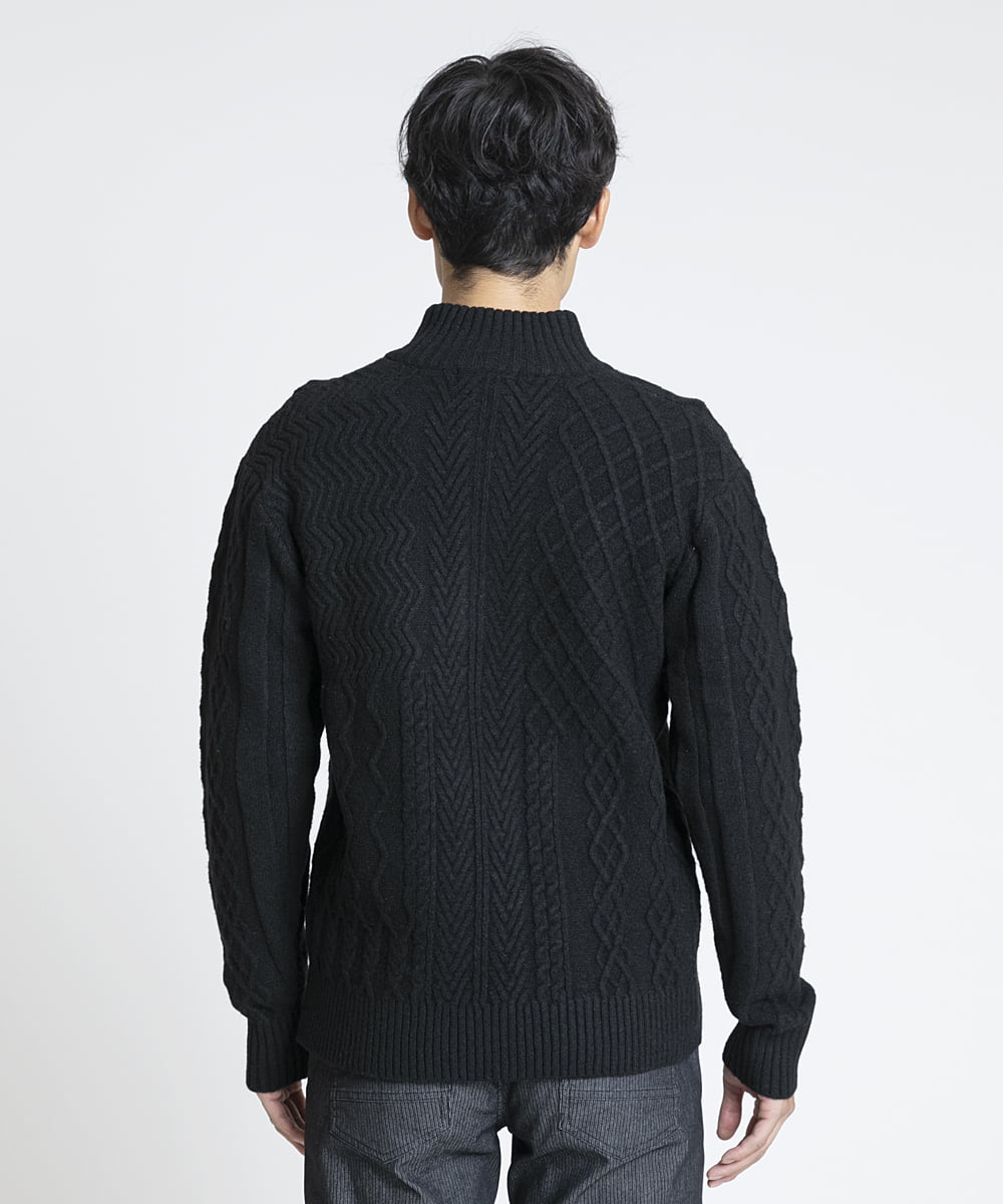 MKFAX23110 MK MICHEL KLEIN HOMME(MKミッシェルクランオム) ハーフボタンニット ブラック(94)