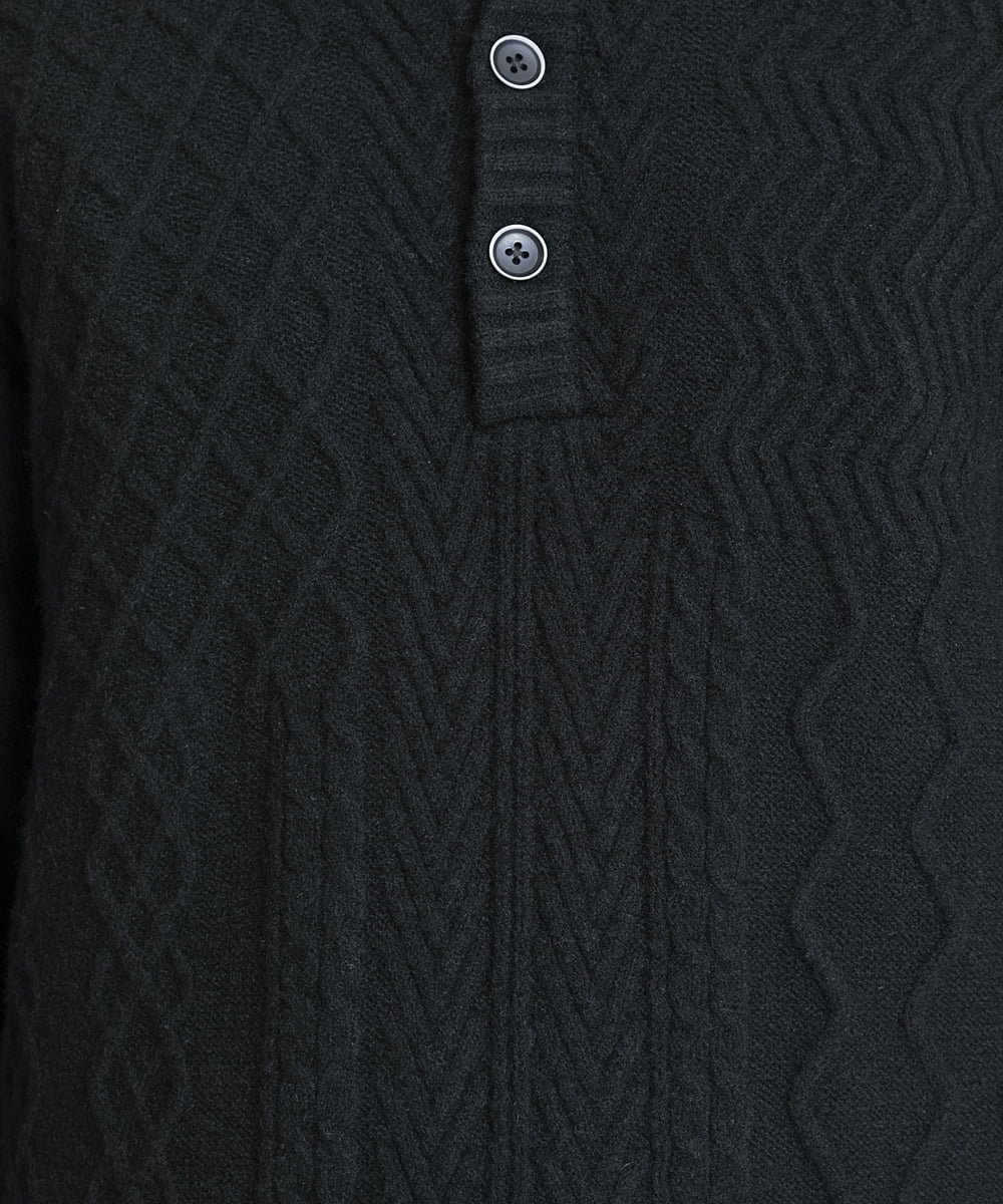 MKFAX23110 MK MICHEL KLEIN HOMME(MKミッシェルクランオム) ハーフボタンニット ブラック(94)