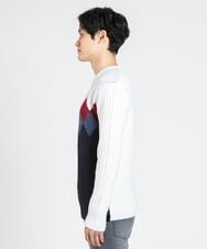 MKFAX27089 MK MICHEL KLEIN HOMME(MKミッシェルクランオム) ダイヤグラデーションニット ネイビー(57)