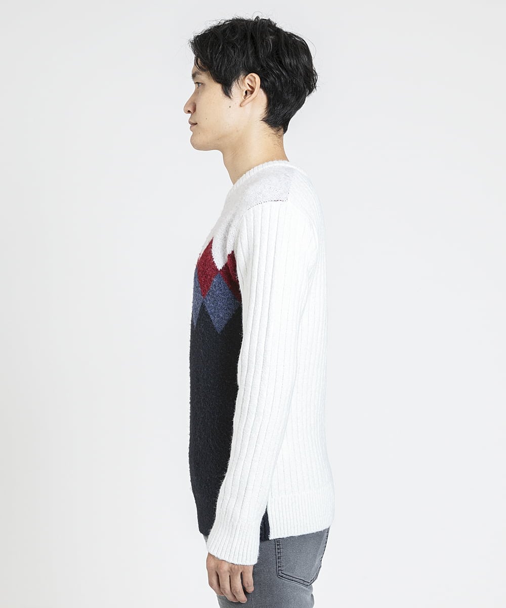 MKFAX27089 MK MICHEL KLEIN HOMME(MKミッシェルクランオム) ダイヤグラデーションニット ネイビー(57)