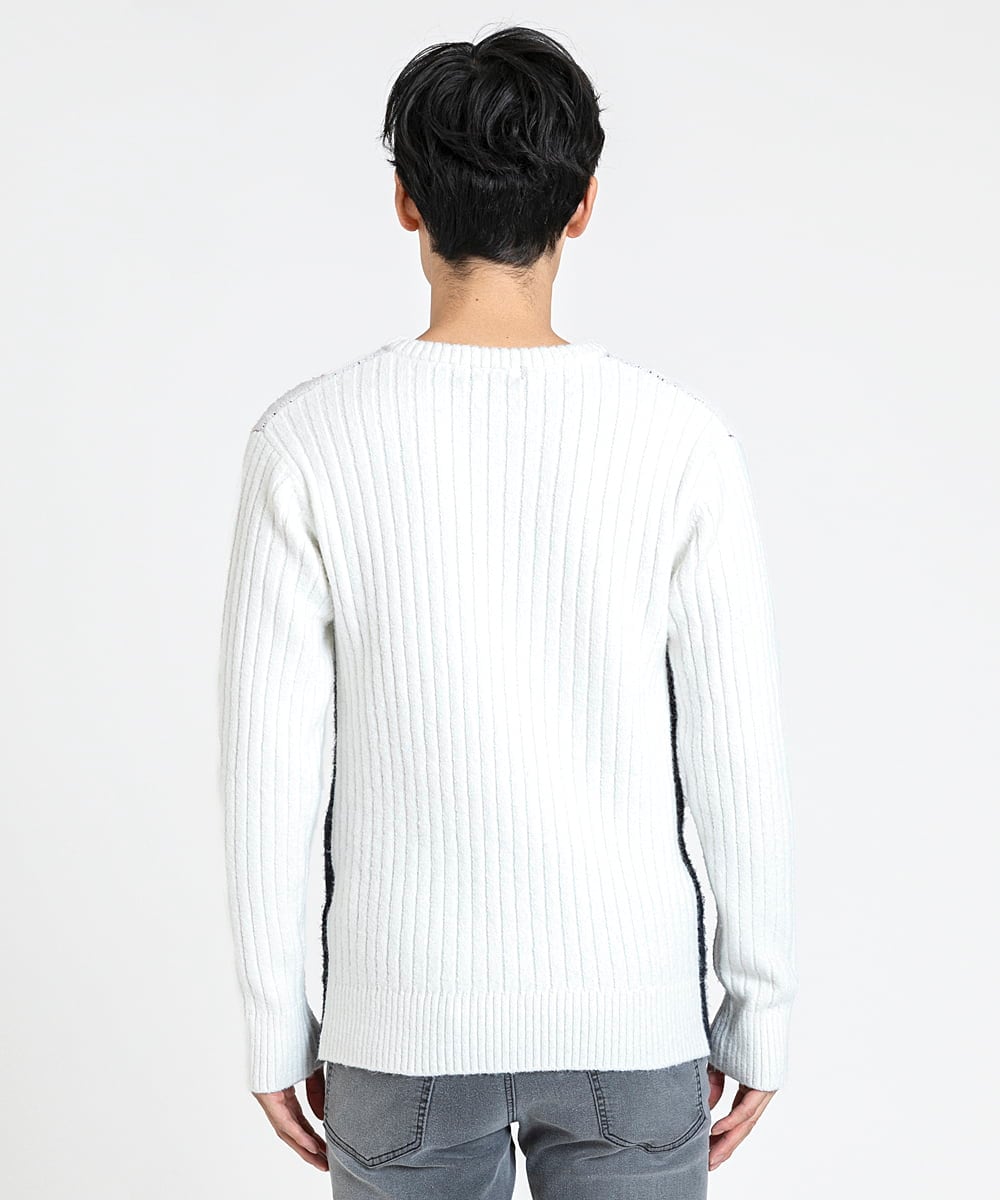 MKFAX27089 MK MICHEL KLEIN HOMME(MKミッシェルクランオム) ダイヤグラデーションニット ネイビー(57)