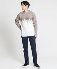 MKFAX27089 MK MICHEL KLEIN HOMME(MKミッシェルクランオム) ダイヤグラデーションニット ベージュ(84)
