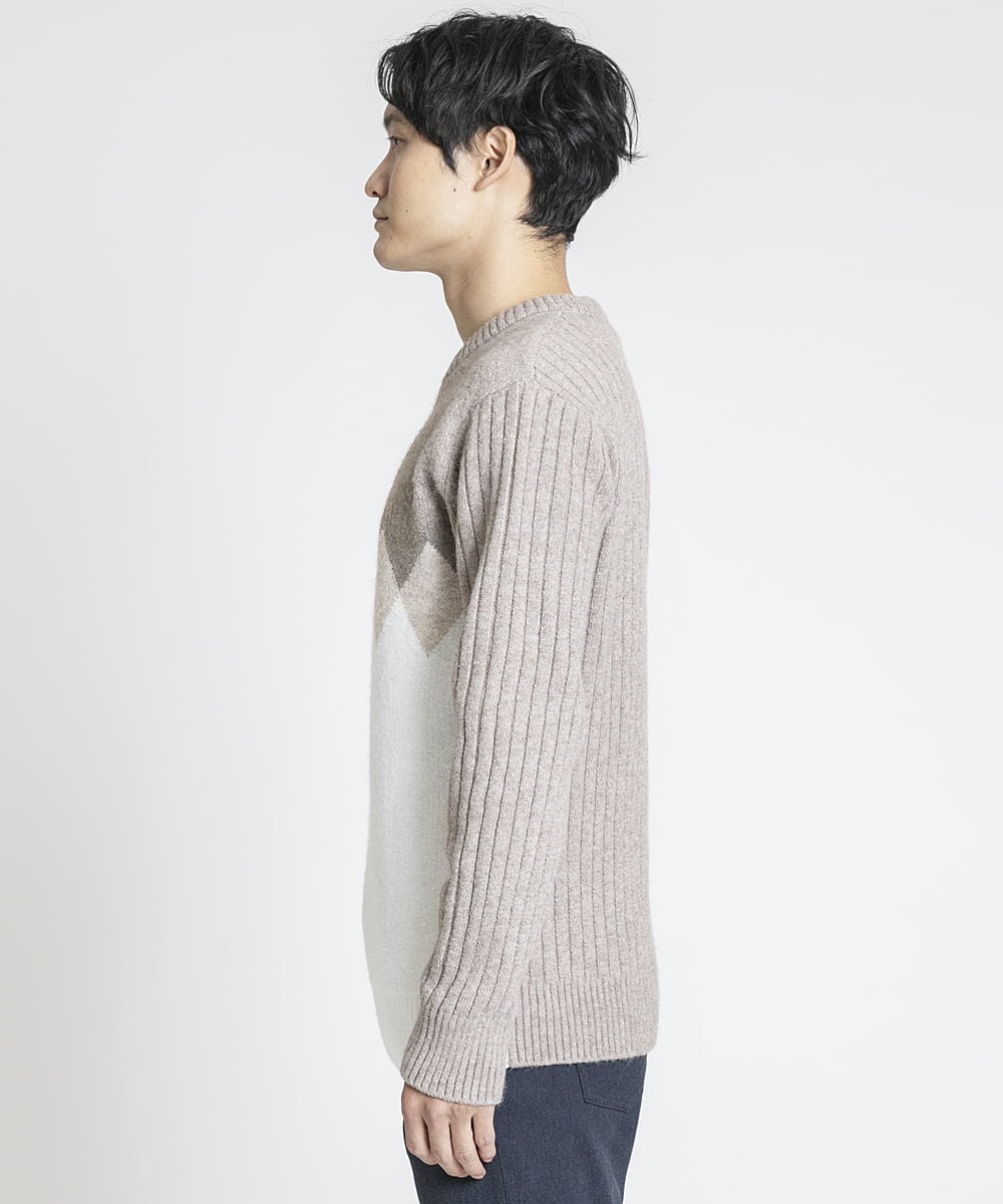 MKFAX27089 MK MICHEL KLEIN HOMME(MKミッシェルクランオム) ダイヤグラデーションニット ベージュ(84)