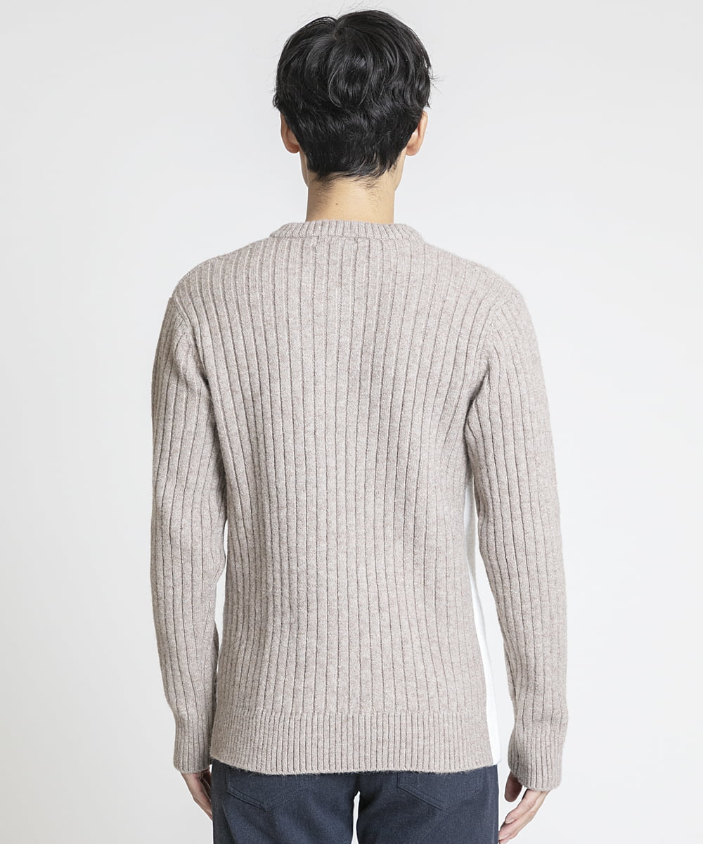 MKFAX27089 MK MICHEL KLEIN HOMME(MKミッシェルクランオム) ダイヤグラデーションニット ベージュ(84)