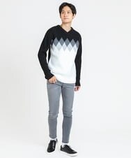 MKFAX27089 MK MICHEL KLEIN HOMME(MKミッシェルクランオム) ダイヤグラデーションニット ブラック(94)