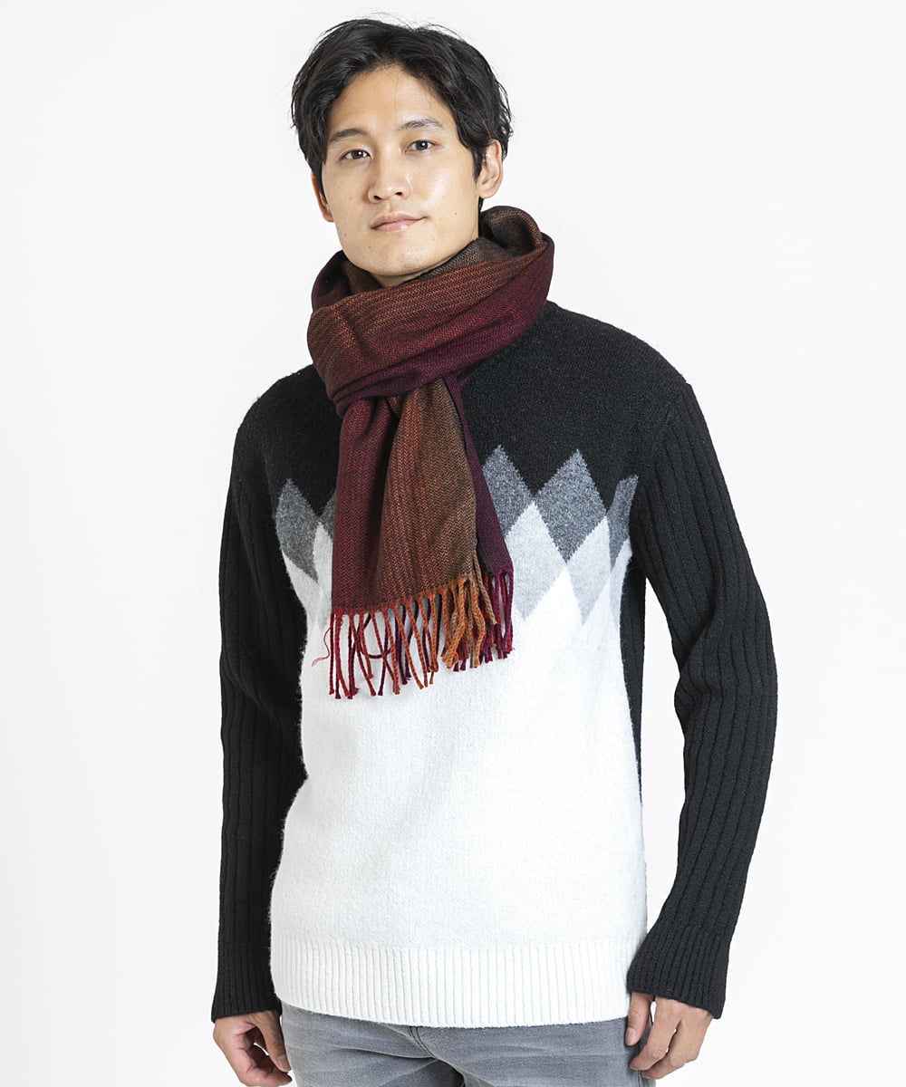 MKFAX27089 MK MICHEL KLEIN HOMME(MKミッシェルクランオム) ダイヤグラデーションニット ブラック(94)