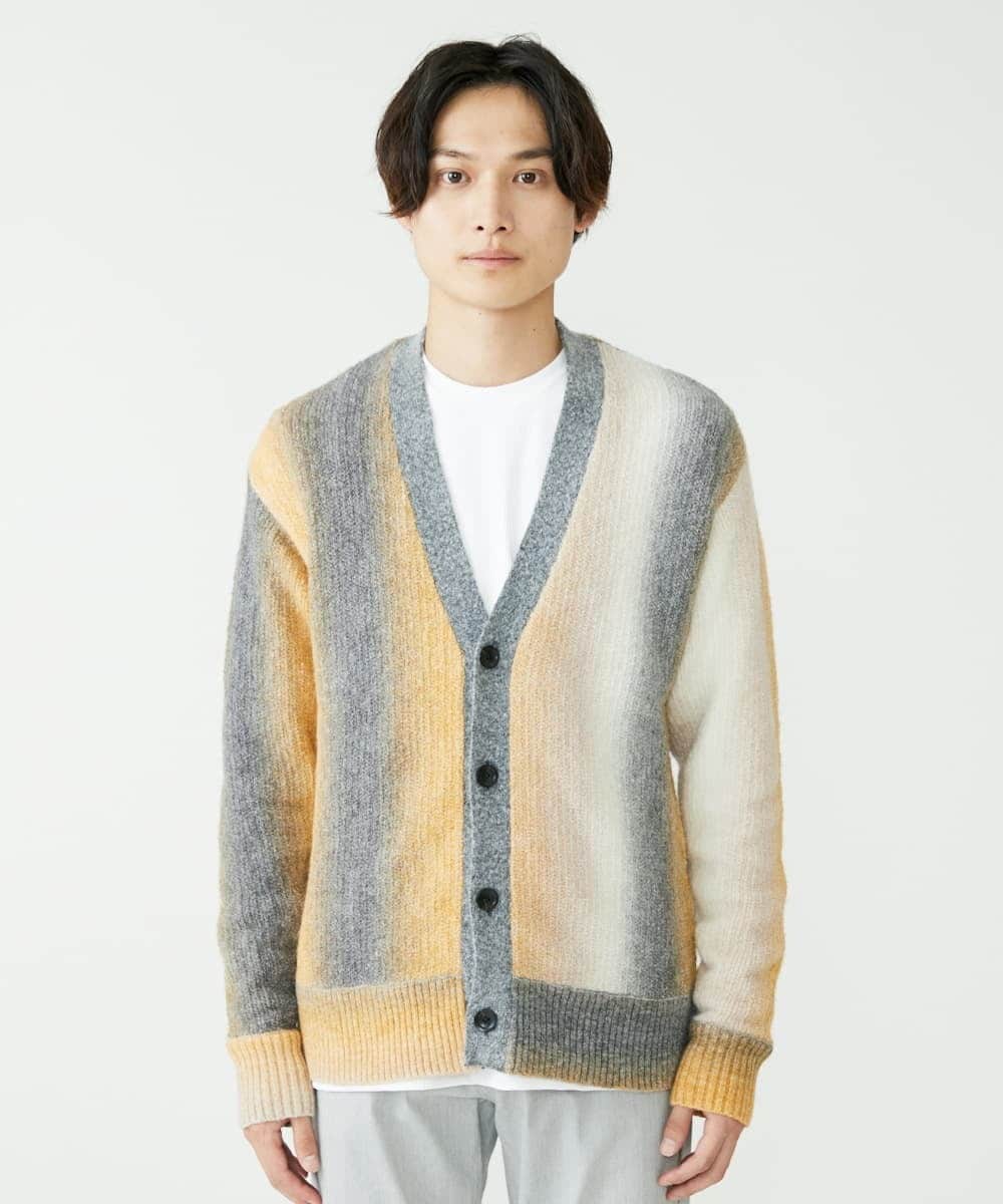 MKFAX57120 MK MICHEL KLEIN HOMME(MKミッシェルクランオム) ストライプグラデーションカーディガン イエロー(25)