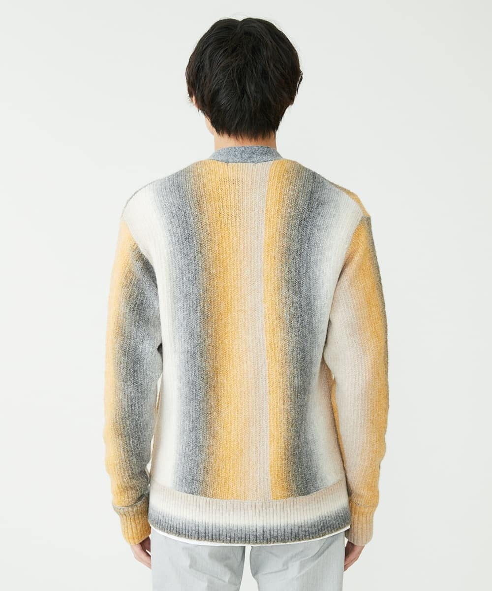 MKFAX57120 MK MICHEL KLEIN HOMME(MKミッシェルクランオム) ストライプグラデーションカーディガン イエロー(25)