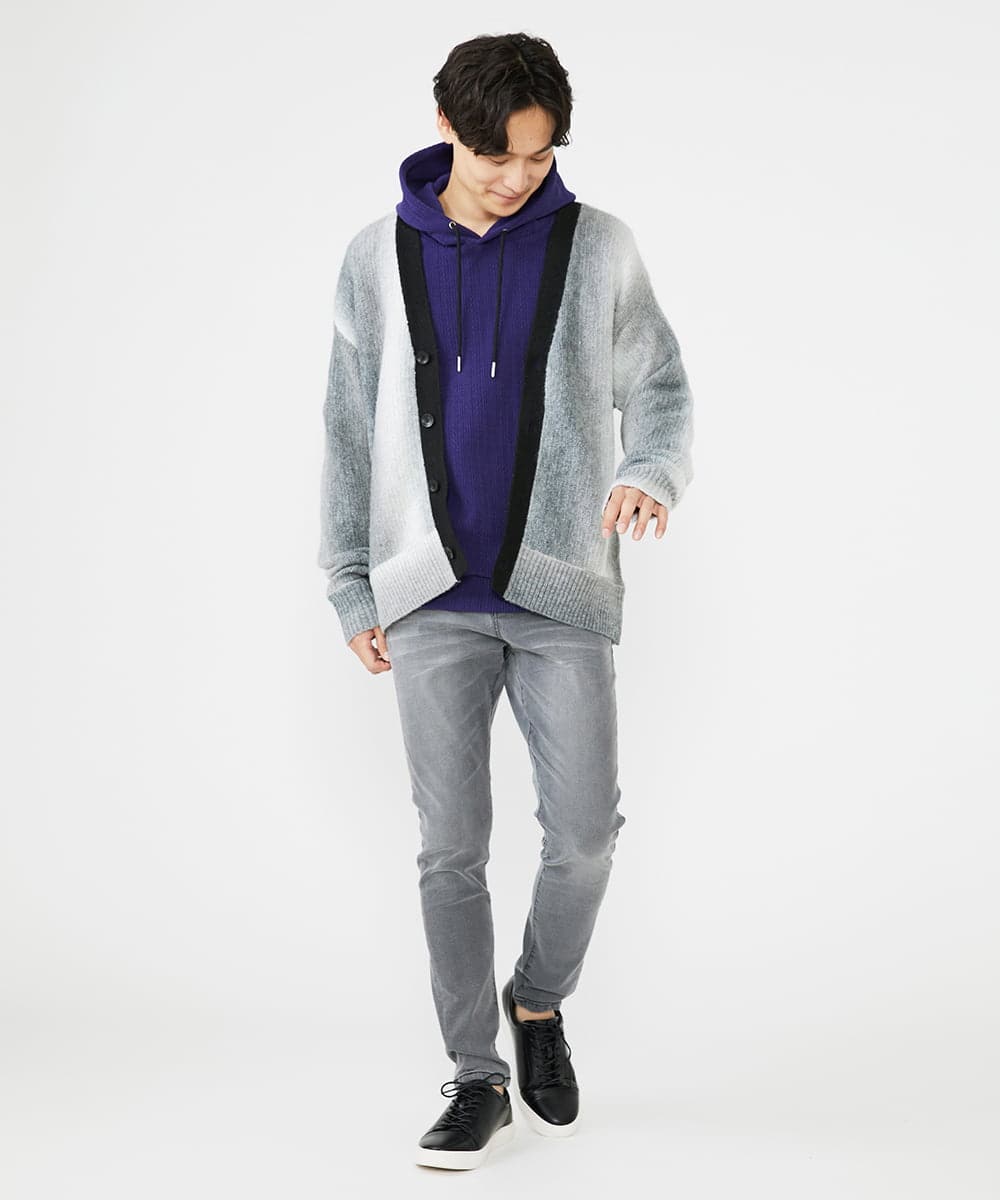 MKFAX57120 MK MICHEL KLEIN HOMME(MKミッシェルクランオム) ストライプグラデーションカーディガン ブラック(94)