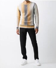 MKFAX58110 MK MICHEL KLEIN HOMME(MKミッシェルクランオム) ストライプグラデーションニット イエロー(25)