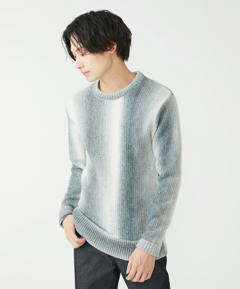 MKFAX58110 MK MICHEL KLEIN HOMME(MKミッシェルクランオム) ストライプグラデーションニット ブラック(94)