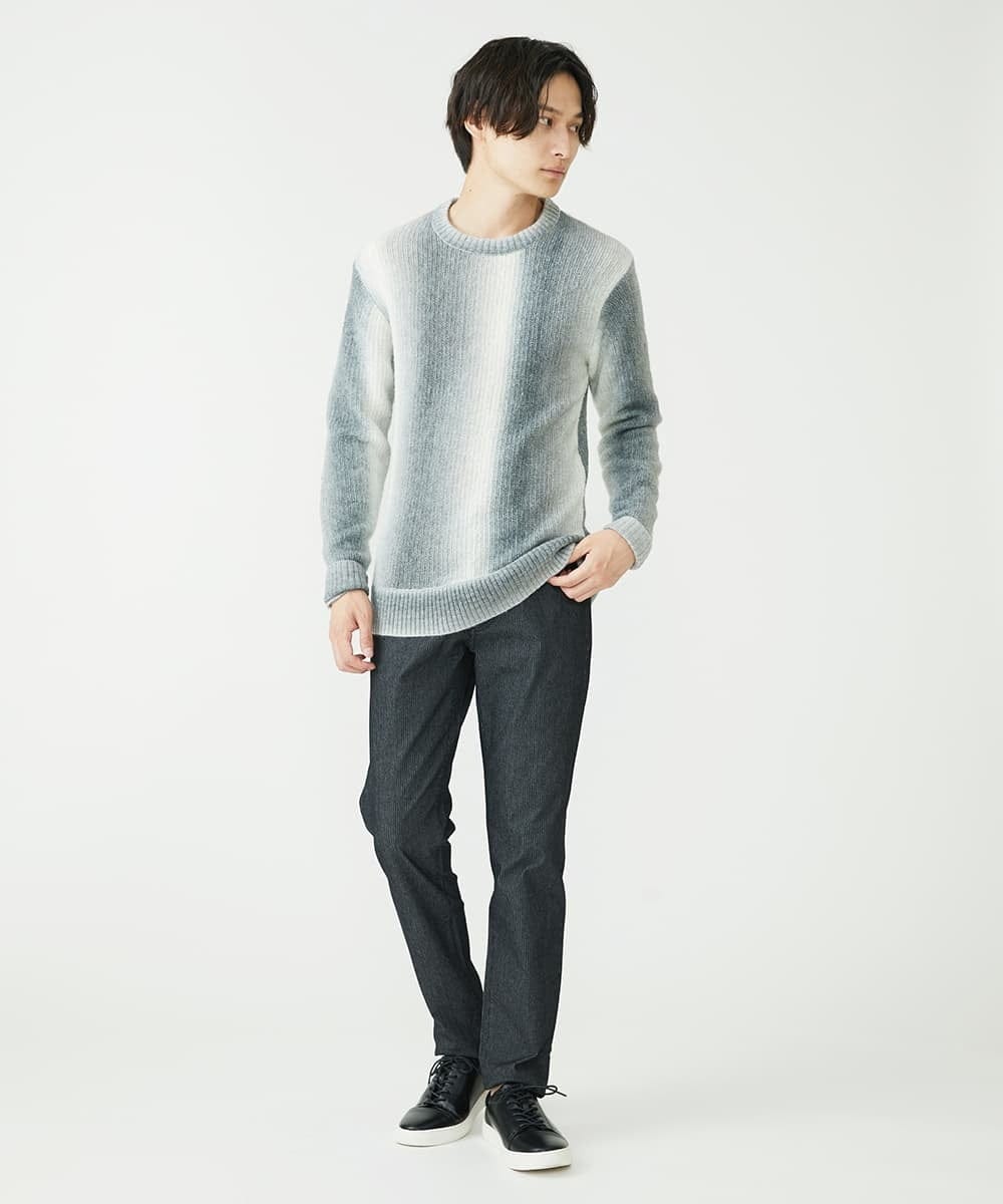 MKFAX58110 MK MICHEL KLEIN HOMME(MKミッシェルクランオム) ストライプグラデーションニット ブラック(94)