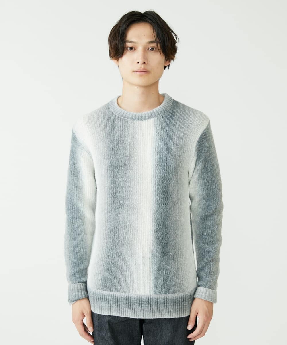 MKFAX58110 MK MICHEL KLEIN HOMME(MKミッシェルクランオム) ストライプグラデーションニット ブラック(94)