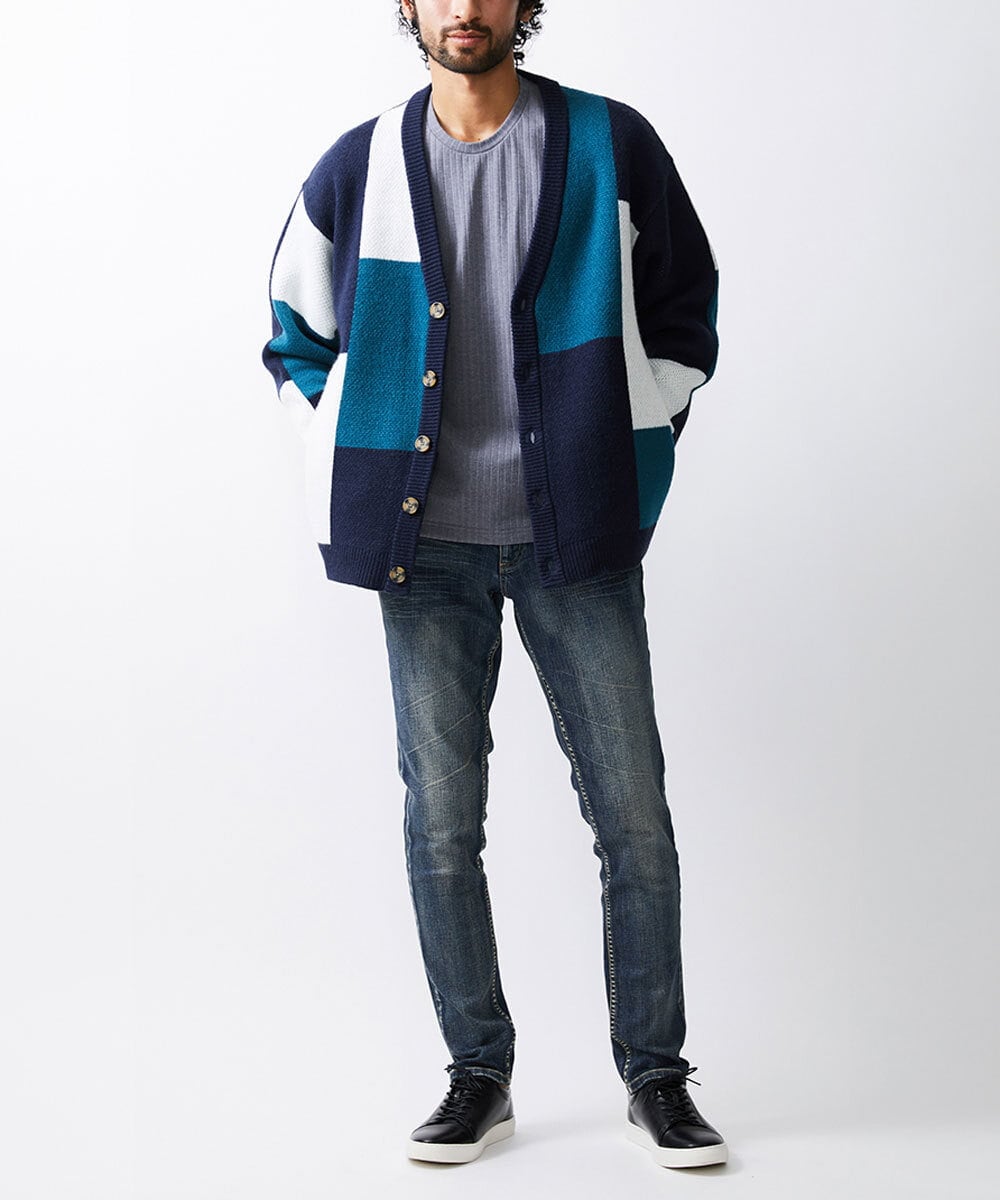 MKFAX83110 MK MICHEL KLEIN HOMME(MKミッシェルクランオム) カーディガン / ダブルジャガード ネイビー(57)
