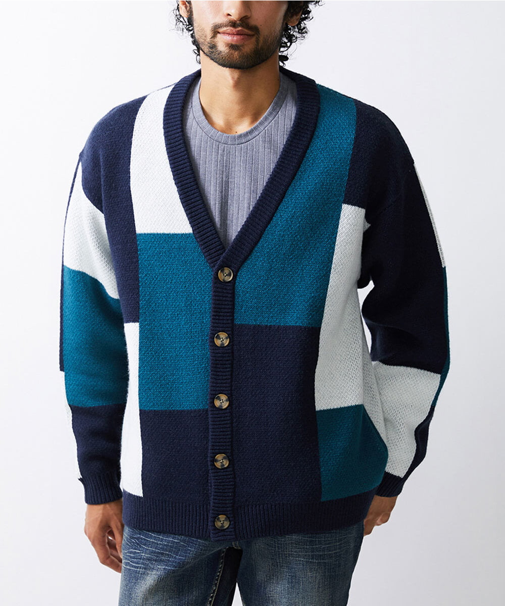 MKFAX83110 MK MICHEL KLEIN HOMME(MKミッシェルクランオム) カーディガン / ダブルジャガード ネイビー(57)