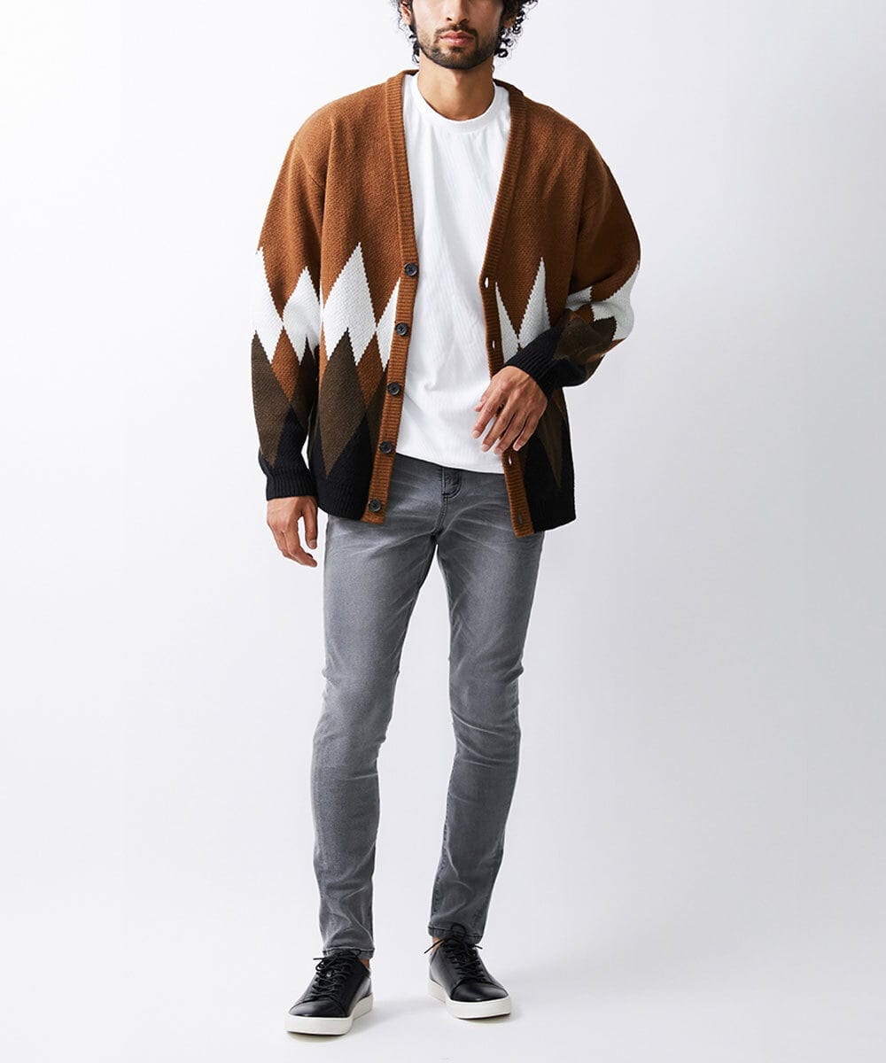 MKFAX83110 MK MICHEL KLEIN HOMME(MKミッシェルクランオム) カーディガン / ダブルジャガード ブラウン(87)